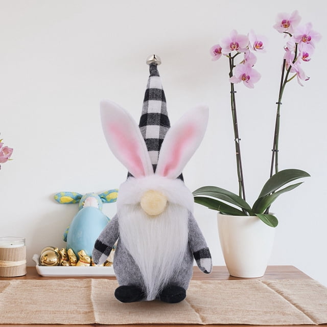 Fwttom Easter Bunny Doll Decoration Layered Tray Dwarf Doll Rudolf Doll Festival Decoration