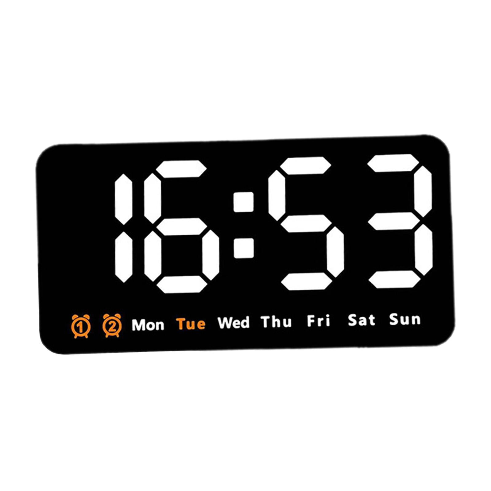 WLPZXP Digital Clock Desk Calendar Temperature Large Display LED Alarm Clock Wall Clock White