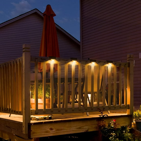 Solar Deck Lights 4 Pack, Waterproof Led Lights for Outdoor Stairs, Step, Fence, Yard, Patio, and Pathway(Warm White)
