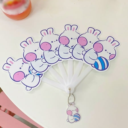 

Hand Held Six Fold Fan Cute Portable PP Folding Fan Cartoon Hand Fan Cool Fan Paper Fans Set TANGNADE