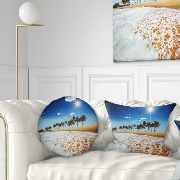 Designart 12" x 20" White Polyester Throw Pillow