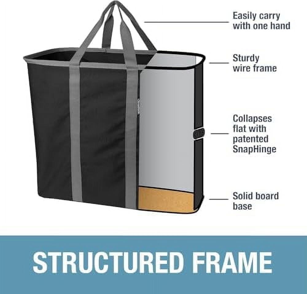 CleverMade Collapsible Laundry Caddy LUXE Tote Hamper 2 Pack 64L, Navy Noir