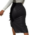 thumbnail image 4 of goowrom Women High Waist Button Trim Slit Bodycon Leather Pencil Skirt, 4 of 8
