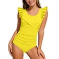 thumbnail image 1 of 7-16Y Girls High Waisted Bikini Sets Sport Two Piece Swimsuit Solid Color Ribbed Bathing Suit with Pockets, 1 of 4