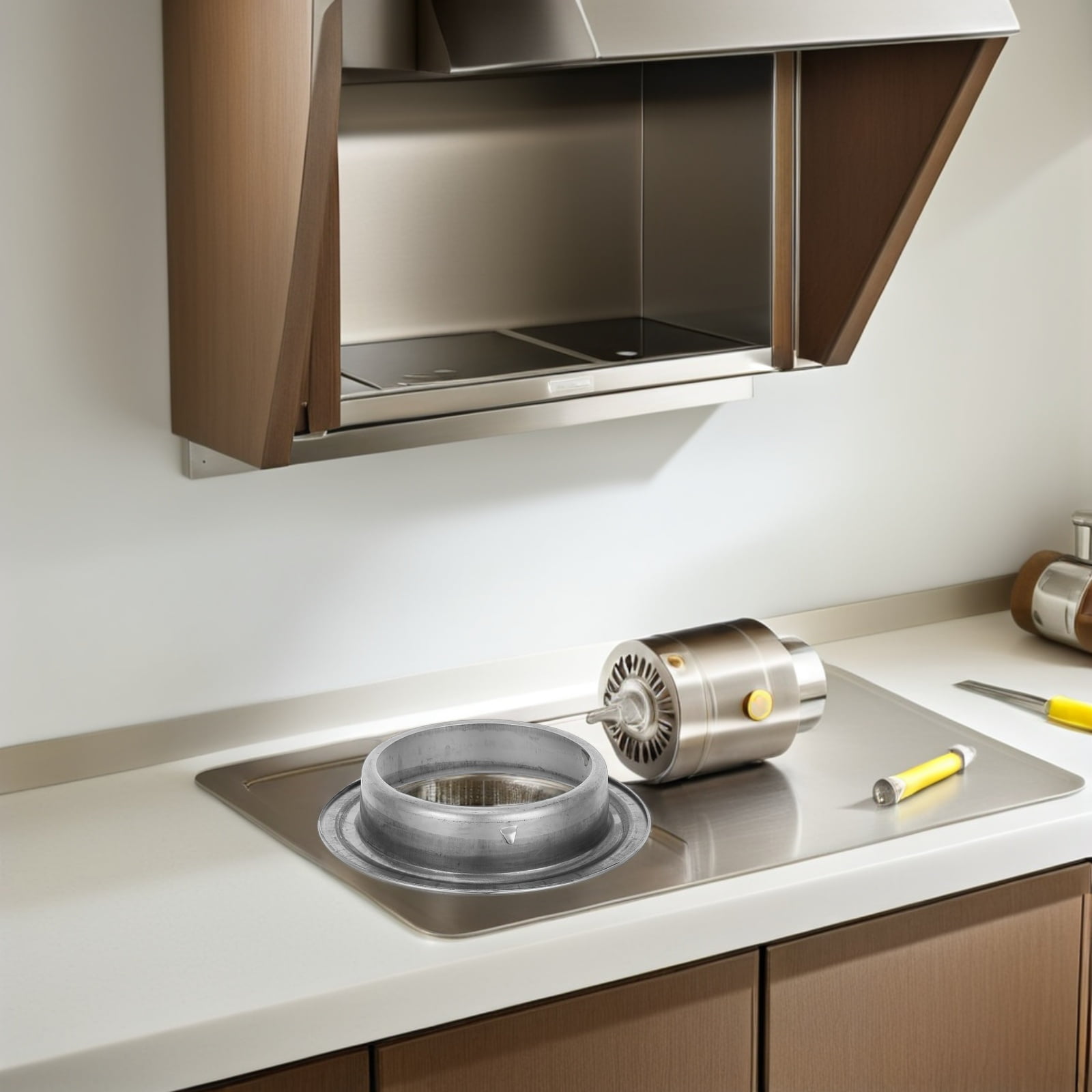 WRITWAA No Drill Stainless Steel Wall Hole Cover for Range Hood Vent Pipe with Easy Installation