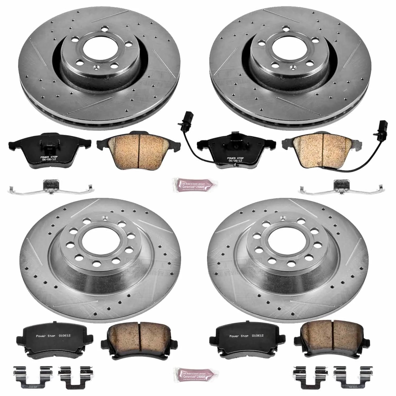 PowerStop Front and Rear Z23 Evolution Sport Carbon-Fiber Ceramic Brake Pad and Drilled & Slotted Rotor Kit Fits: AUDI Select Models K4066