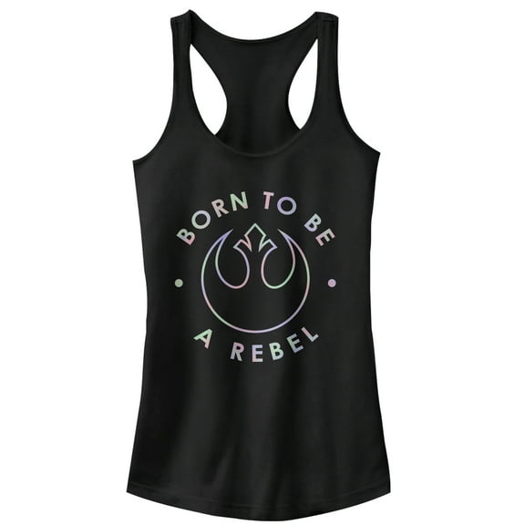 Junior's Star Wars Rainbow Born to Be a Rebel Racerback Tank Top Black Small
