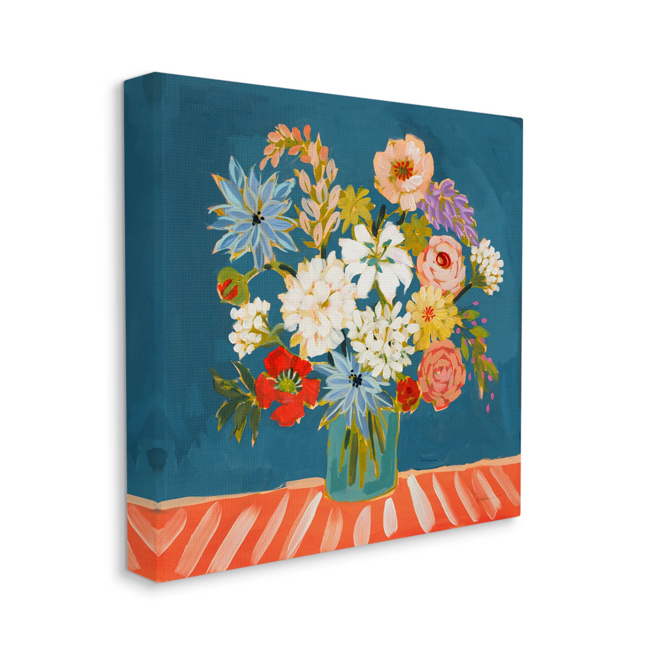 Stupell Industries Modern Mixed Vivid Flowers Painting Gallery Wrapped Canvas Print Wall Art, Design by Liz Jardine