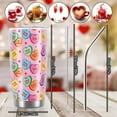 thumbnail image 2 of Whaline Valentine's Day Conversation Heart Tumbler Stainless Steel Travel Tumbler with Lid Straw Brush Candy Heart Coffee Mug Cup For Anniversary Women Girlfriend Wife, 2 of 6