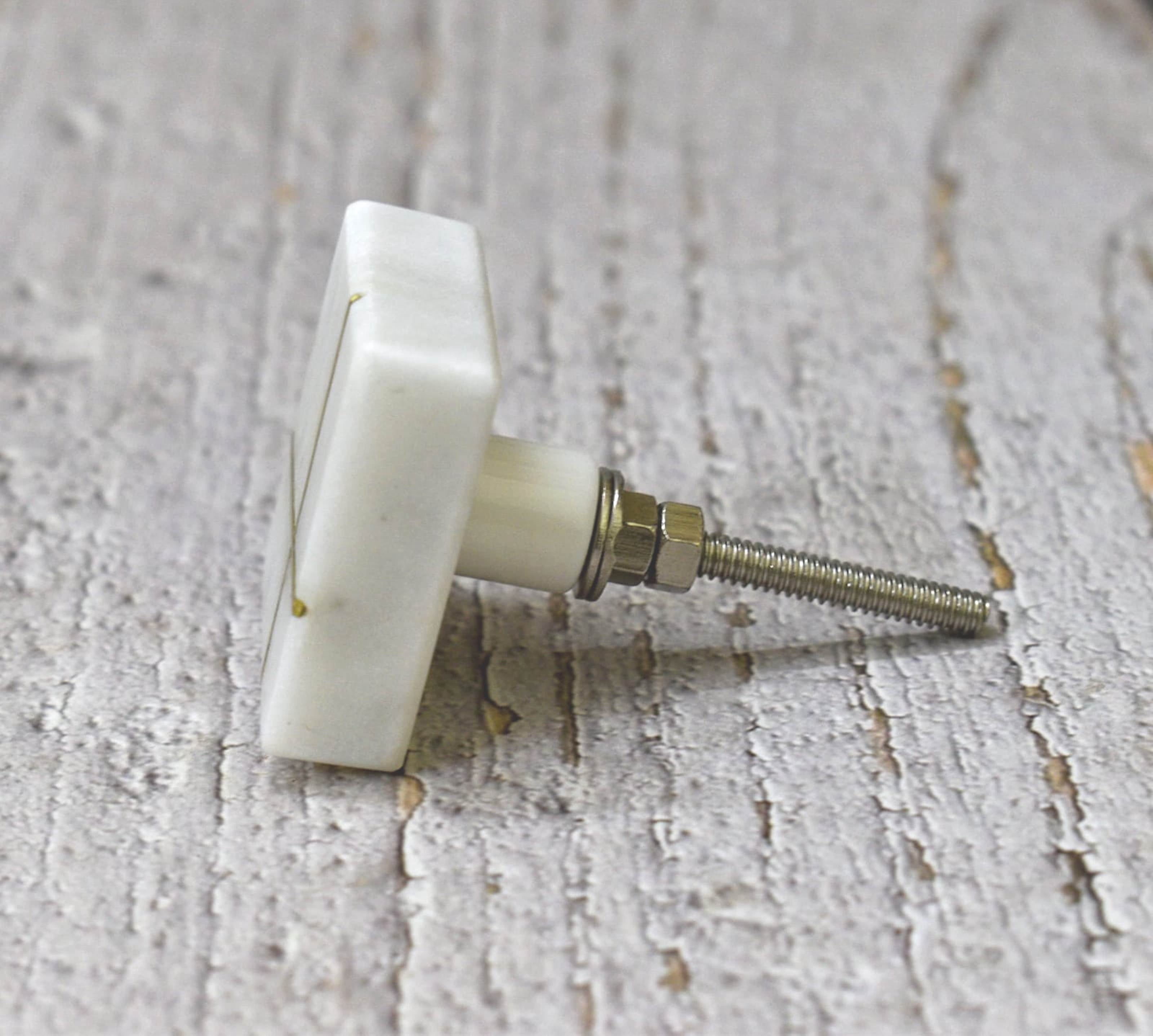 India House- Marble Knobs for Dresser Drawers Chest Cupboard Bathroom Drawer Door Cabinet Kitchen Handmade Handles Pull Knob Pack of 6