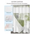 thumbnail image 2 of No Hook Cloth Fabric Shower Curtain with Snap in Liner, Sage Green Ombre Waterproof Shower Curtains Set with See Through Top Window, Vintage Shabby Abstract Plaid Art Bath Curtains Shower 36"x78", 2 of 6