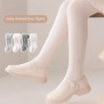 thumbnail image 3 of 2 Pack Baby Toddler Girl's Tights Cable Knit Mesh Leggings Little Girl Seamless Stockings Bows Cotton Pantyhose, S(6-12 Months), White + Light Gray, 3 of 7