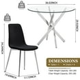 thumbnail image 2 of 5-Piece Round Glass Dining Table Set, 36" Transparent Tempered Glass Top with 4 Silver-Black Velvet Dining Chairs, for Kitchen, Living Room, Small Spaces, 2 of 8