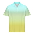 thumbnail image 4 of Vetsdori Collared Shirts for Men Gradient Print Yellow Pull-On Short Sleeve Casual Button up Stylish Big and Tall Mens T-Shirts Round, 4 of 6