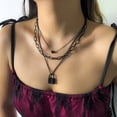 thumbnail image 2 of Metal Negro Tres Capas Punk Collar Moda Colgante Collar de la Mujer, 2 of 8
