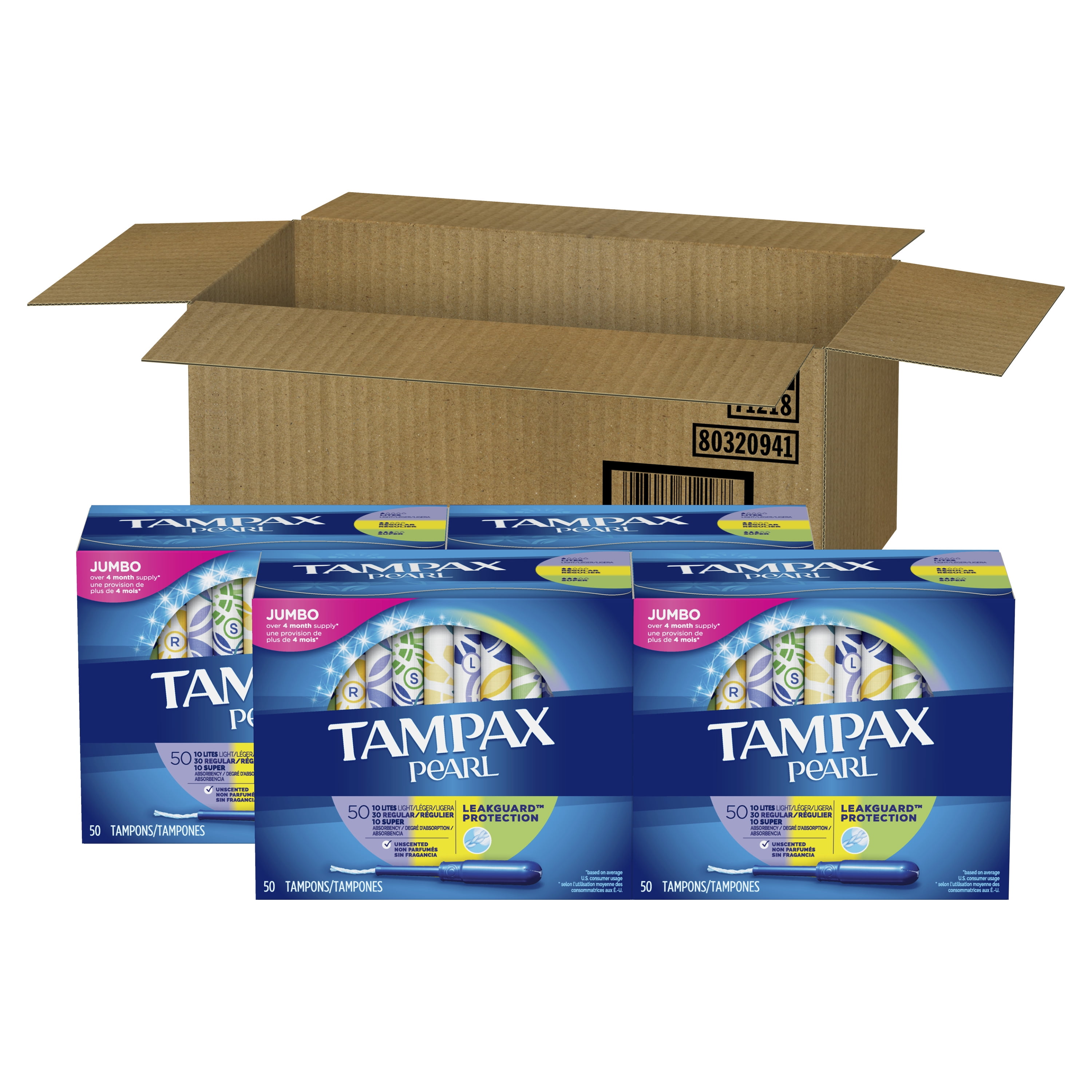 TAMPAX Pearl, Plastic Tampons, Triplepack, Light/Regular/Super