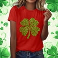 thumbnail image 5 of Felirenzacia Women's St. Patrick's Day Heart Shamrock Graphic T-Shirt Casual Crew Neck Short Sleeve Tee Red,S, 5 of 5