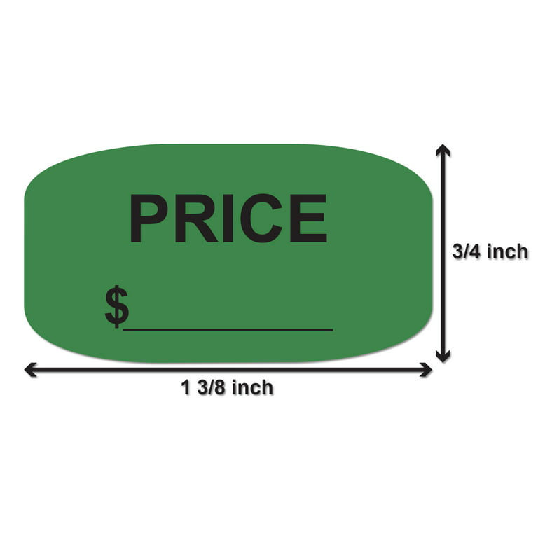 Oval Price Tag Sticker (1-3/8 x 3/4, 300 Stickers per Roll, Green) for  Retail & Yard Sales 