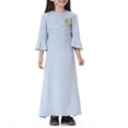 thumbnail image 6 of XXWXYD Islami𝖼 Abaya Dress Kids Girls Solid Color Ruffl𝖾 Kaftan Prayer Robe Arabic Thobe Eid Festival Musli𝗆 Dress Boho Maxi Dress for Teen Girls, 6 of 8