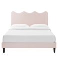 thumbnail image 6 of Platform Bed Frame, Twin Size, Pink, Velvet, Bedroom, Modern Contemporary Boutique HB35281, 6 of 12