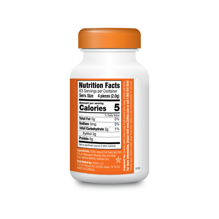 Zellie's, Xylitol Dental Mints, Cool Fruit Flavor, 250 ct jar