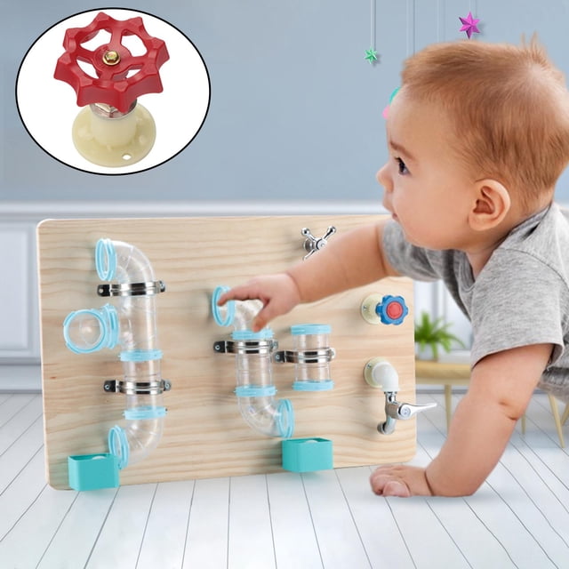 Montessori Busy Board Accesorios Juguete Aprendizaje Habilidades básicas Juego de simución Enseñanza de educación temprana para cumpleaños Válvu rotatoria roja Baoblaze juguetes de tablero ocupados