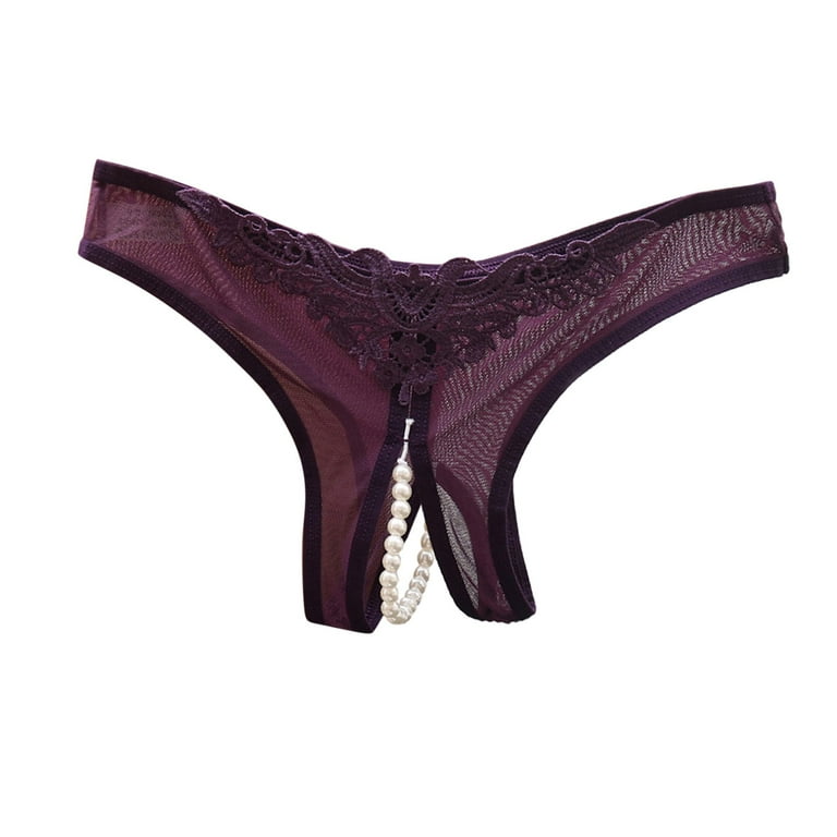 Buy Lace Opening Thongs G-string With Pearls Panties