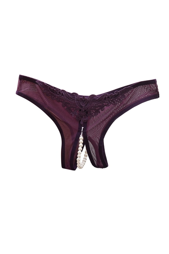 Womens Thong Underwear Micro Thongs for Women String Thong Bowknot Beads Panties One Size