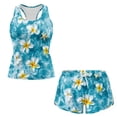 thumbnail image 3 of Xoenoiee Tropical Plumeria Flower Starfish Print Plus Size Swim Suits Two Piece Tankini Swimsuit Tummy Control Bathing Suit with Shorts 2026 Tankini Set with Pockets, 4XL, 3 of 7