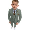 thumbnail image 2 of Lycody Boys Formal Slim Fit Toddler Suit Set for Kids Single Breasted Teen Tuxedo Suit for Wedding Graduation Outfit Blazer Vest Pants Set, 2 of 9