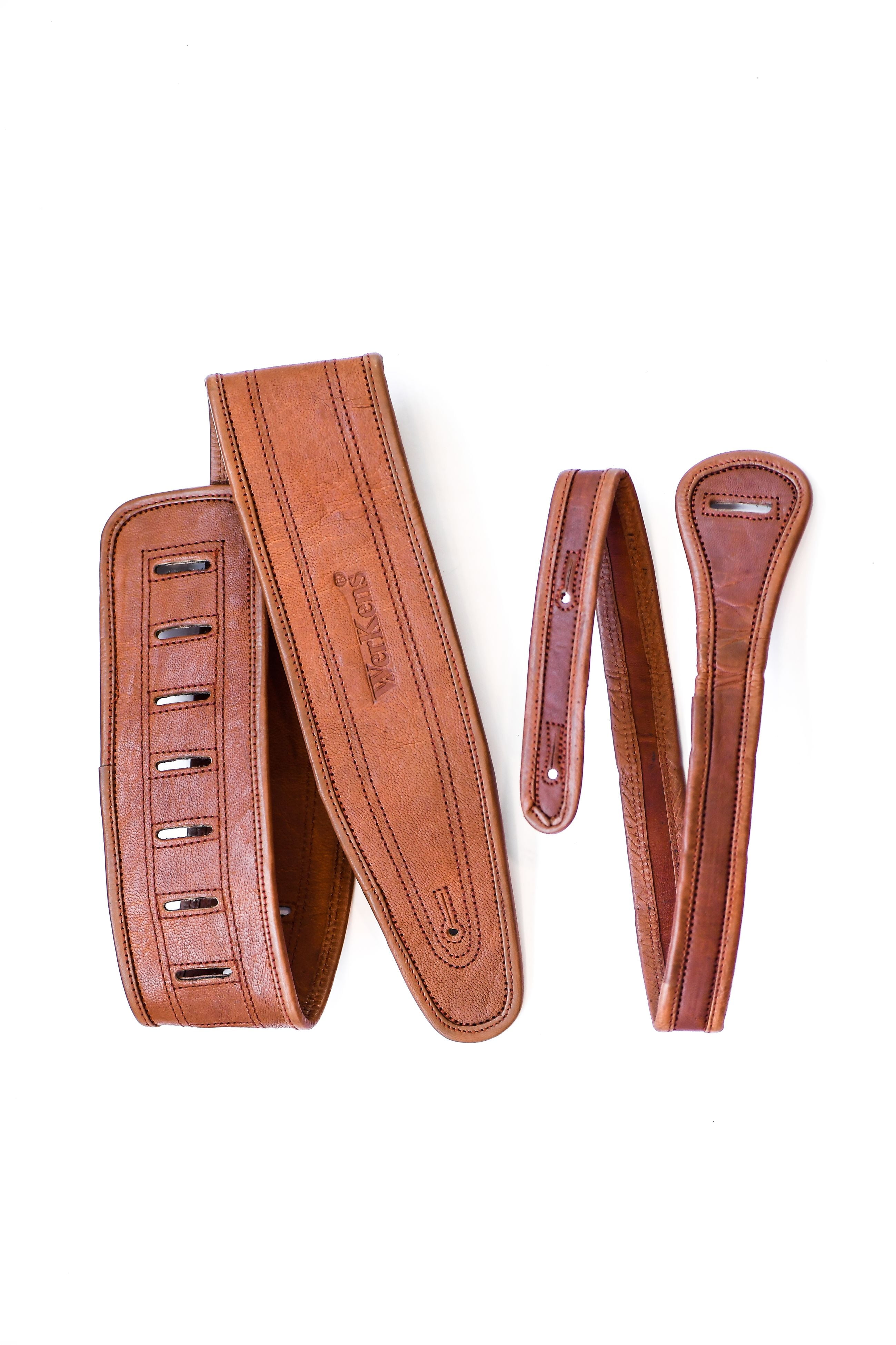 WerKens Genuine Leather Guitar Strap 3″ Inch Wide, Adjustable Padded