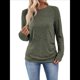 thumbnail image 2 of Camisa de Larga con Puños Abotonados para Mujer, Suéter Informal de Otoño, Moda Color Oliva L, 2 of 10