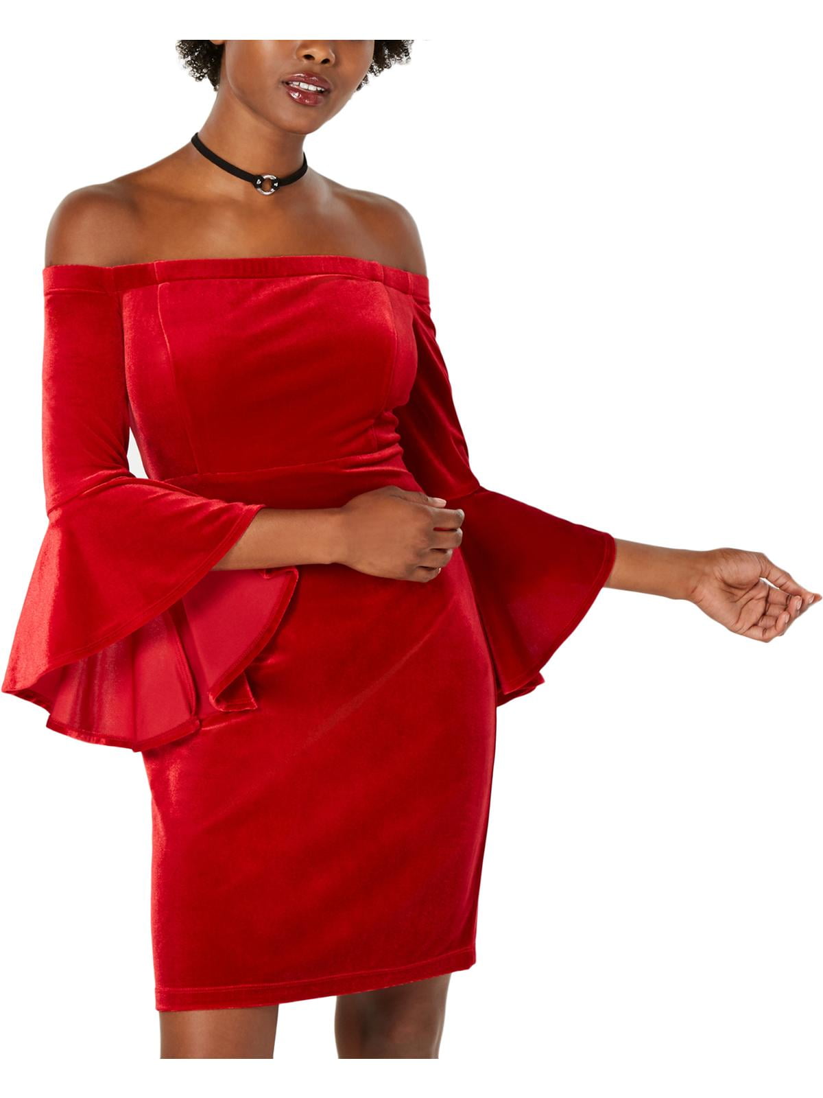velvet off the shoulder cocktail dress