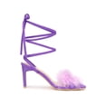 thumbnail image 3 of BLISSFUL STEP Women's Lace Up Square Toe Chunky Heels Sandals Light Purple 6, 3 of 6
