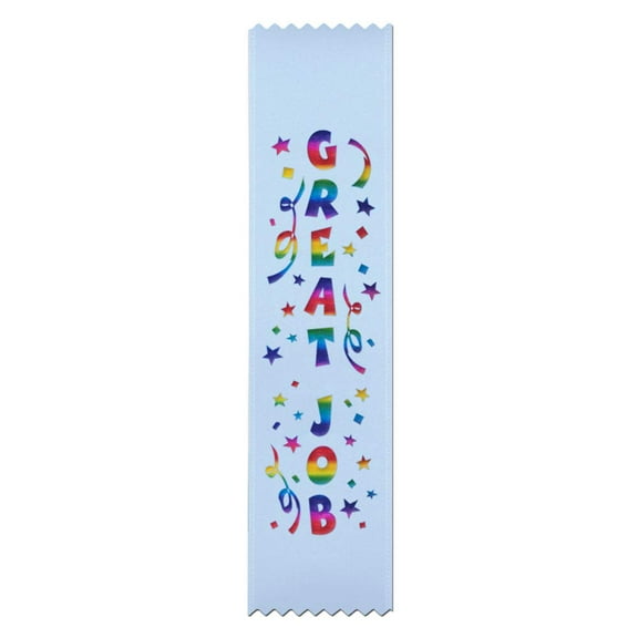 RibbonsNow Great Job Award Ribbons - 50 Flat Bookmark Style Ribbons (No Card & String)