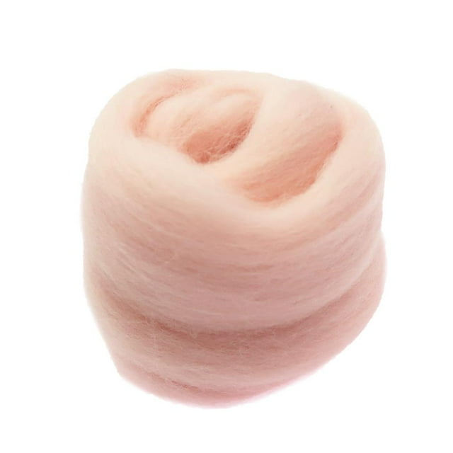 Handmade 10g Wool Roving , Light Pink, 11 x 8cm