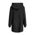 thumbnail image 6 of Women's Hooded Double Sided Fleece Coat, Mid Length Plush Jacket, Full Zip Front Long Sleeve Outerwear, Soft Brushed Lining Casual Coat, Warm Everyday Wear with Hood Black XXXXXL, 6 of 8