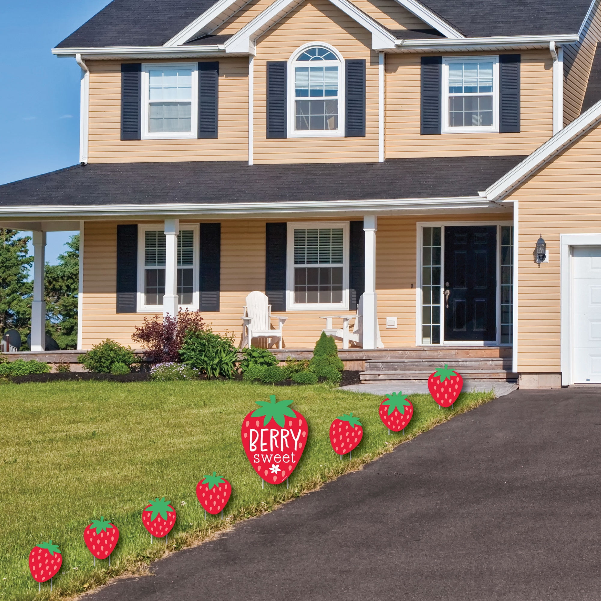 Big Dot of Happiness Berry Sweet Strawberry - Yard Sign and Outdoor Lawn Decorations - Fruit Themed Birthday Party or Baby Shower Yard Signs - 8 Ct