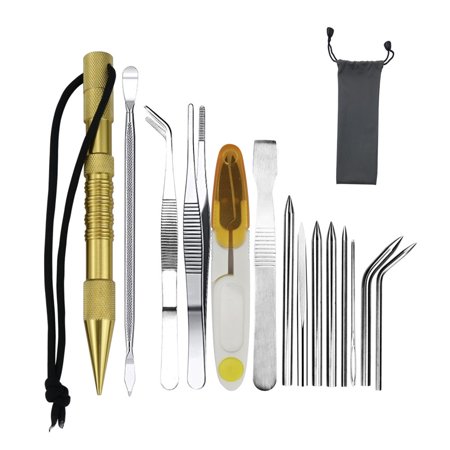 Linyer Marlin Set Lacing Stainless Steel Professional Small Craft Sewing Reusable Removable Knitting Pin Leather Work 14 Pieces Gold