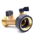 thumbnail image 3 of Garden Hose Splitter 2 Way Heavy Duty Brass Connector Tap Splitter, Y Splitter 2 Valves with 4 Extra Rubber Washer, 3 of 5