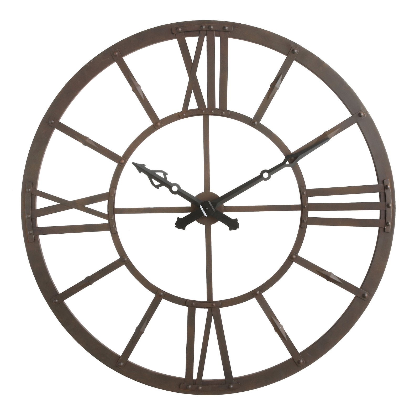 47" Round Mid-Century Modern Metal Clock Rust - Storied Home