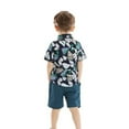 thumbnail image 3 of Uccdo Toddler Baby Boys Shorts Sets Hawaiian Outfit, Infant Kids Leave Floral Short Sleeve Shirt Top+Shorts Suits, Size 6M-5T, 3 of 6