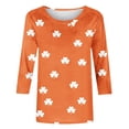 thumbnail image 5 of St. Patrick's Day T-Shirt for Women Classic Small Shamrock Pattern Three Quarter Sleeve Crewneck Relaxed Fit Festive Holiday Graphic Top, 5 of 5