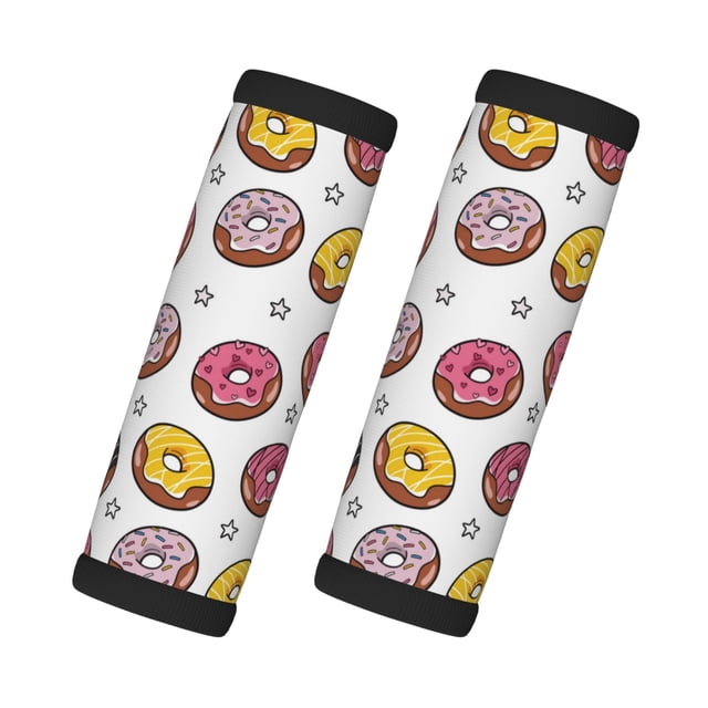 2 fundas para asas de equipaje - Etiquetas identificadoras con estampado de estrellas y donuts de dibujos animados, fundas para asas de equipaje, accesorios esenciales de viaje para equipaje de avión