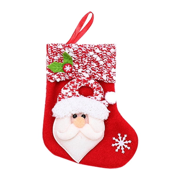 Calcetines Rojos Con Copos De Nieve Navideños. Adornos Colgantes Para Árbol De Navidad. Bolsa De Caramelos.