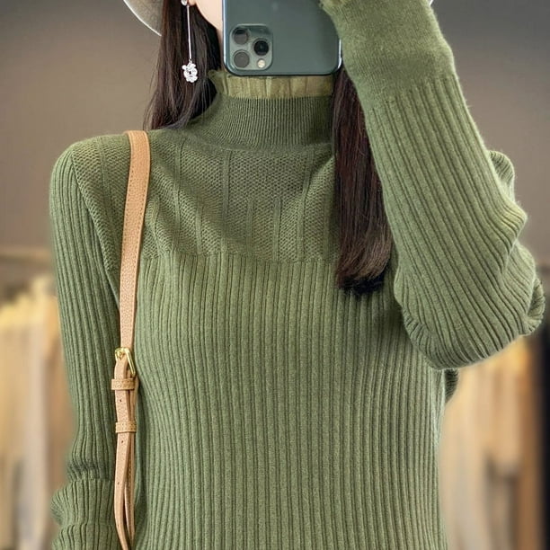 Camisa de encaje con cuello alto y media manga para mujer, suéter interior de estilo occidental a la moda para otoño e invierno