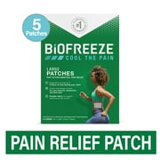 BioFreeze Pain Relieving Patch, Arthritis, Muscle, Joint and Back Pain Relief, Large, Box of 5