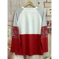 thumbnail image 3 of Snowman Pattern Crew Neck T-Shirt, Casual Long Sleeve Top For Spring & Fall, Women's Clothing, 3 of 5