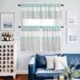 thumbnail image 2 of Aqua Grey Kitchen Curtains Sets for Windows 36 Inch Length, Chic Garden Floral Stripe Embroidery Design Rod Pocket Window Treatments Tier Curtains and Valances Set for Bedroom/Bathroom, 2 of 8