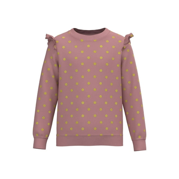Cotonly Girls Polka Dot Ruffle Sweatshirt - Blush/Dusky Pink, Fleece Winter Wear with Glitter Polka Dots, 100% Organic Cotton, Sizes 2T-12 Years
